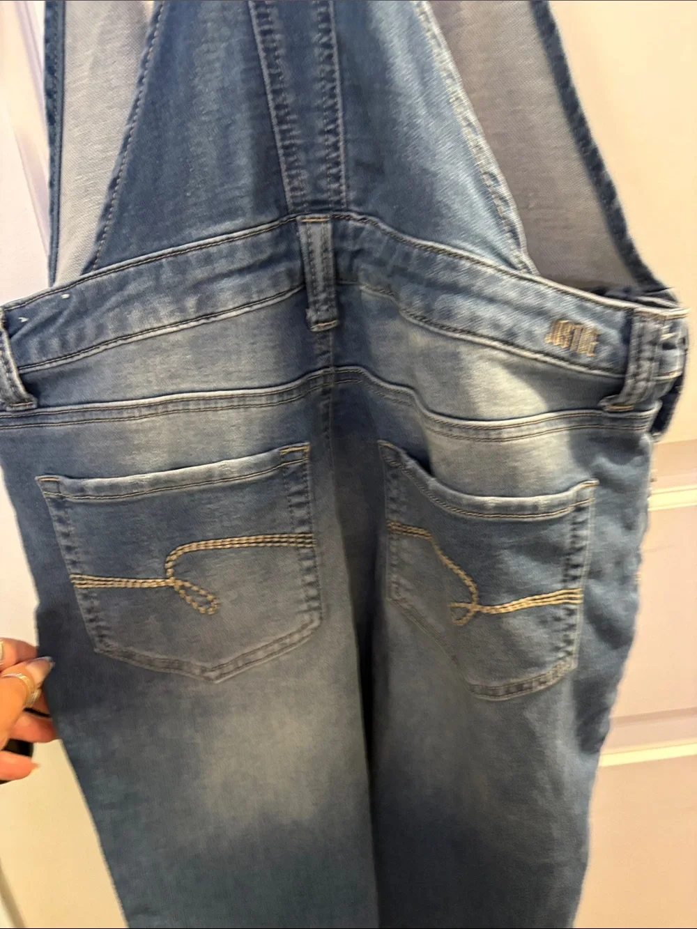 Kids Justice Blue Denim Overalls - Casual Painter-Detail Style
